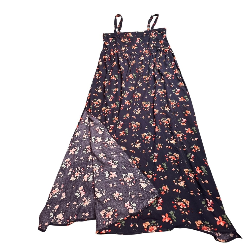Natural Life Floral Maxi Dress Womens M Blue Boho Summer Cottagecore Flowy Layer